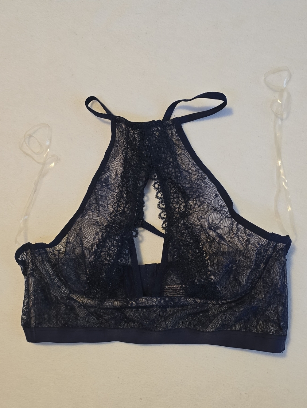 Delicate Victoria's Secret Navy Blue Lace High-Neck Bralette